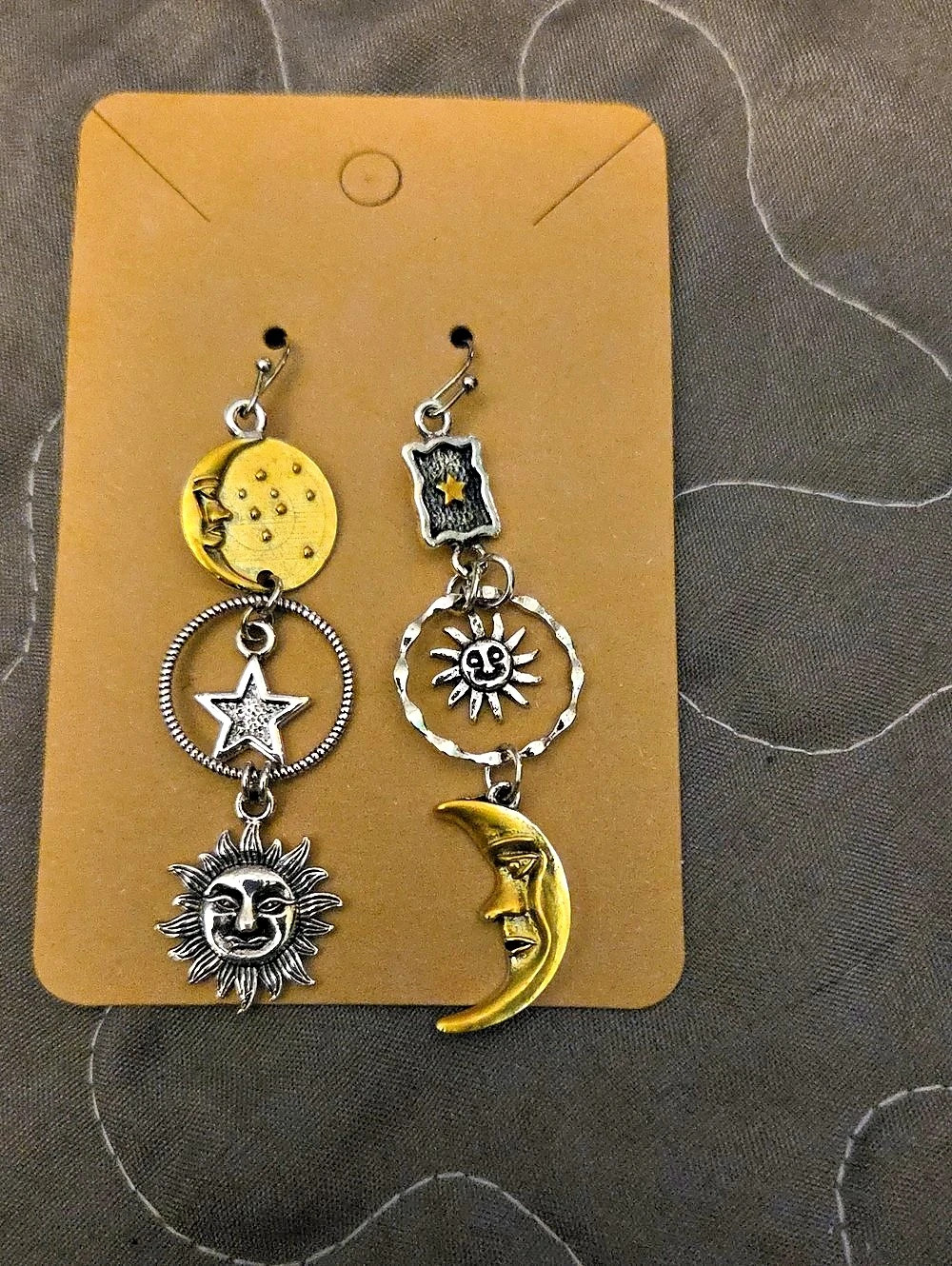 Celestial Sun Moon Star Dangle Earrings